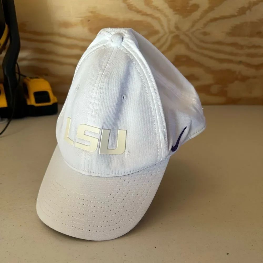 Nike White LSU Cap with Purple Logo